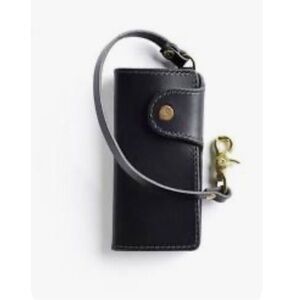 Black Leather Signature Mercy Supply Co Trucker Wallet Wristlet